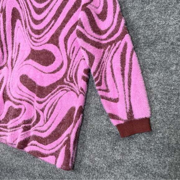 Anthropologie Womens XS Oversized Mock Neck Tunic Sweater Soft Eyelash Pink Rose - Picture 6 of 10